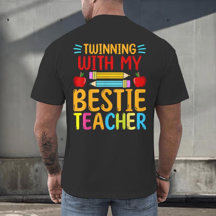Twinning With My Bestie Teacher Boy Spirit Week Twin Day Men's Back Print T-Shirt, gift for family, gift for coworker