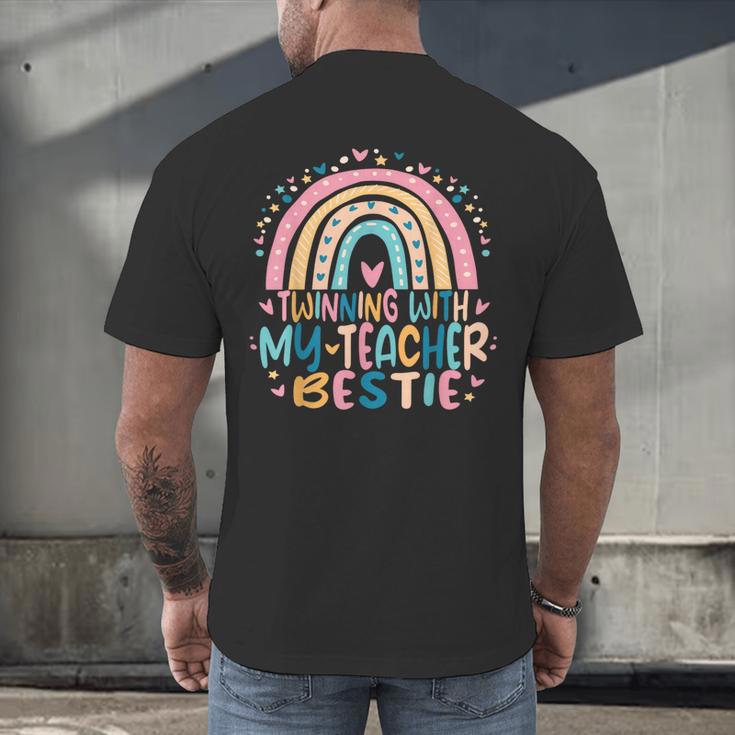 Twinning With My Teacher Bestie Rainbow Matching Teachers Men's Back Print T-Shirt, gift for family, gift for coworker