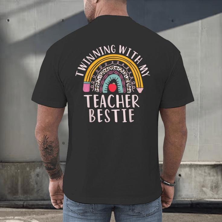 Twinning With My Teacher Bestie Spirit Week Girls Day Kids Men's Back Print T-Shirt, gift for family, gift for coworker Twinning With My Teacher Bestie Spirit Week Girls Day Kids Men's Back Print T-Shirt, gift for family, gift for coworker