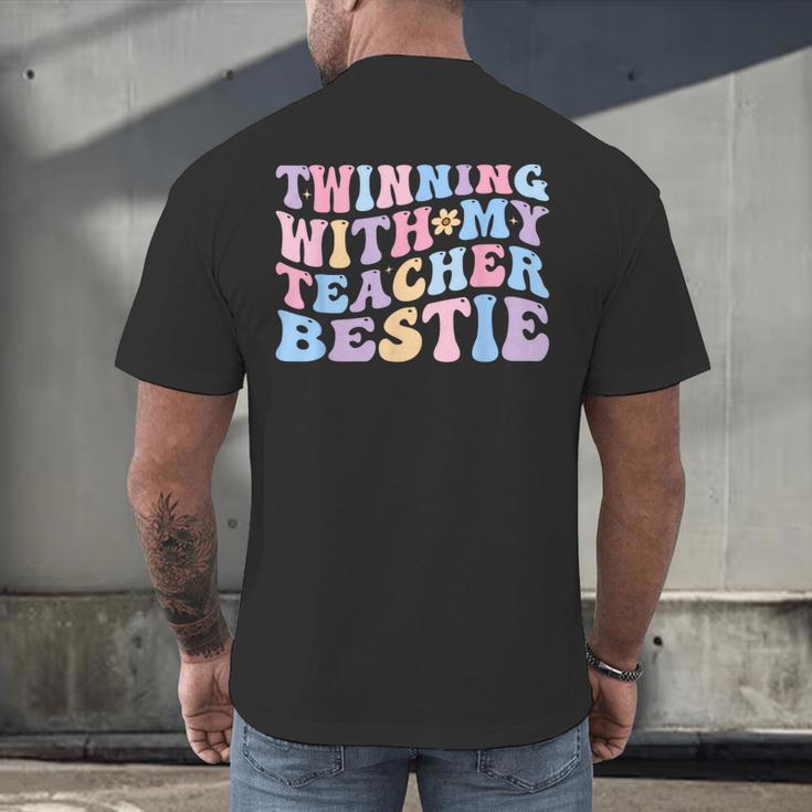 Twinning With My Teacher Bestie Teaching Partner Men's Back Print T-Shirt, gift for family, gift for coworker