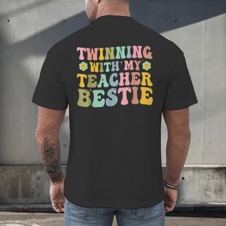 Twinning With My Teacher Bestie Twin Day Matching Teachers For Men Women Girls Kids Men's Back Print T-Shirt, gift for family, gift for coworker
