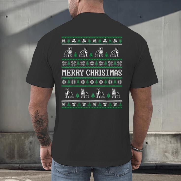 Ugly Sweater Boston Terrier Dog Christmas Dog Lover Xmas Men Women Kids Men's Back Print T-Shirt, gift for family, gift for coworker