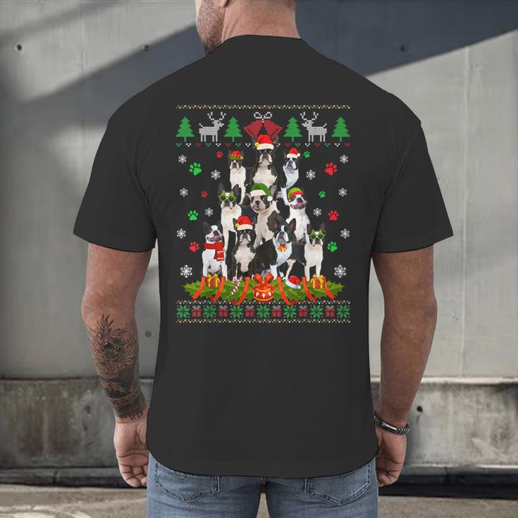 Ugly Sweater Christmas Tree Boston Terrier Dog Xmas Pajama Men's Back Print T-Shirt, gift for family, gift for coworker
