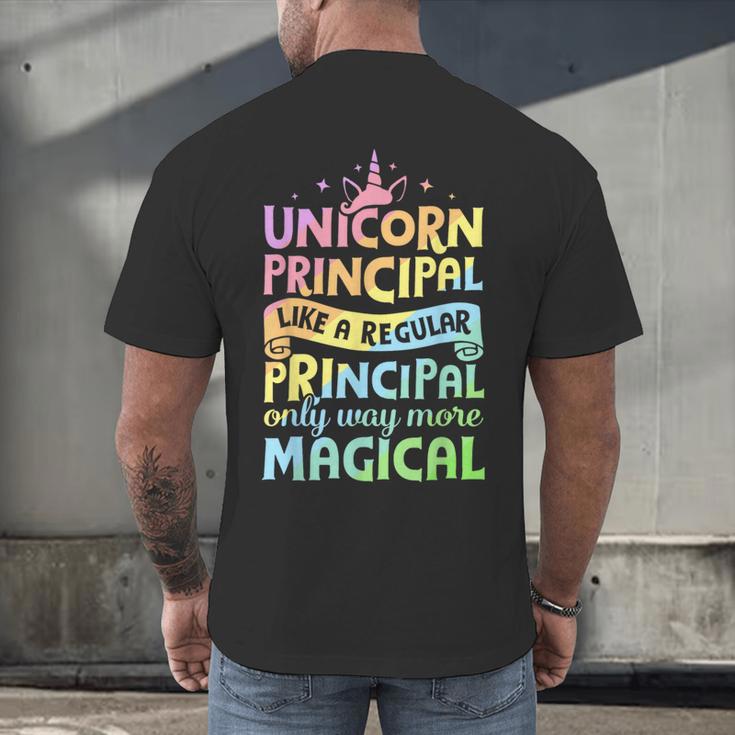 Unicorn Principal Back To School Teacher Appreciation Men's Back Print T-Shirt, gift for family, gift for coworker