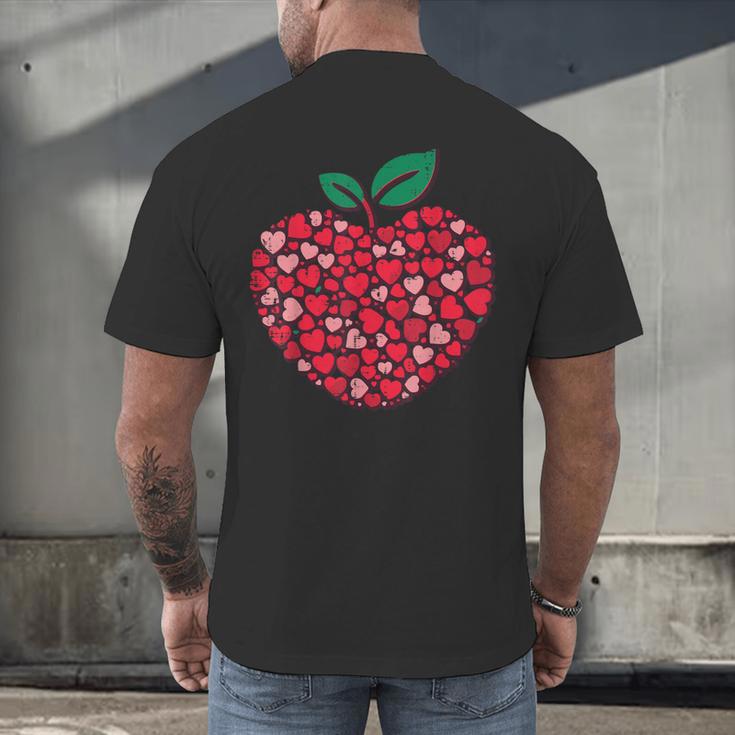 Valentines Day Teacher Hearts Apple Love Teach Women Men Men's Back Print T-Shirt, gift for family, gift for coworker