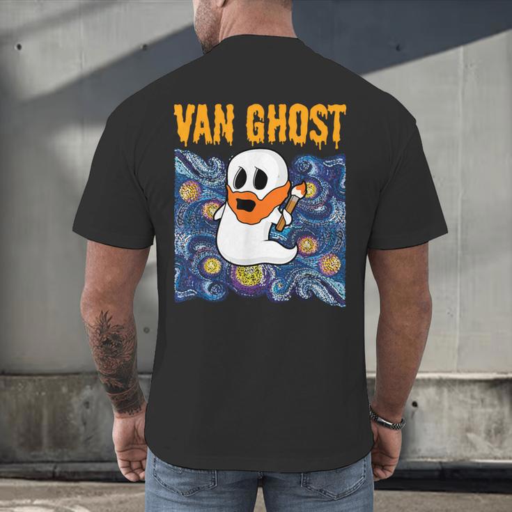 Van Ghost Art Teacher Halloween Van Gogh Starry Night Men's Back Print T-Shirt, gift for family, gift for coworker