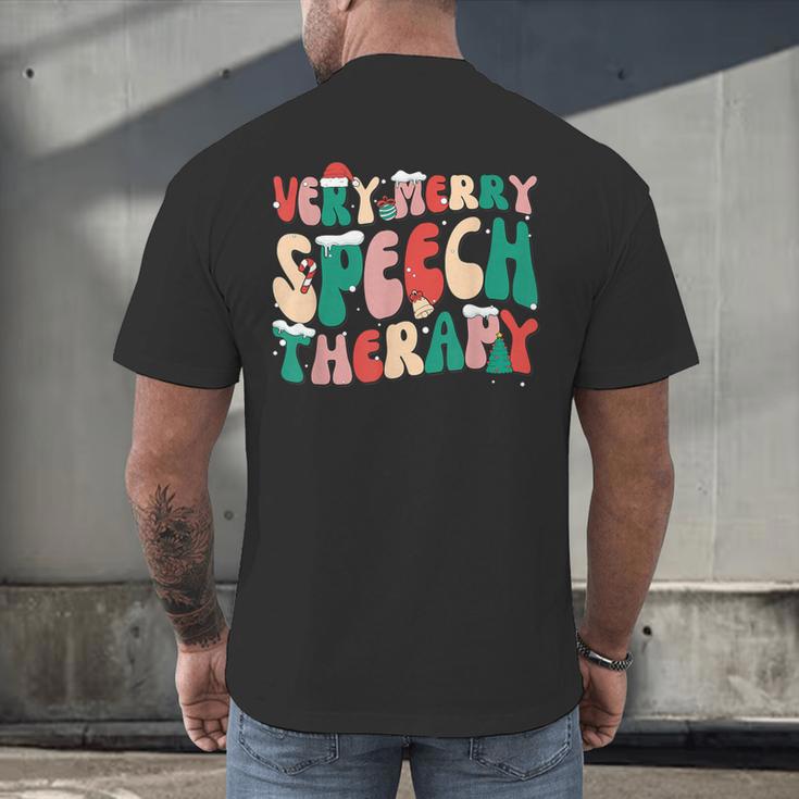 Verry Merry Speech Language Pathologist Teacher Christmas Men's Back Print T-Shirt, gift for family, gift for coworker Verry Merry Speech Language Pathologist Teacher Christmas Men's Back Print T-Shirt, gift for family, gift for coworker