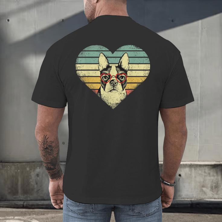 Vintage American Boston Terrier Lovers Valentine's Day Men's Back Print T-Shirt, gift for family, gift for coworker