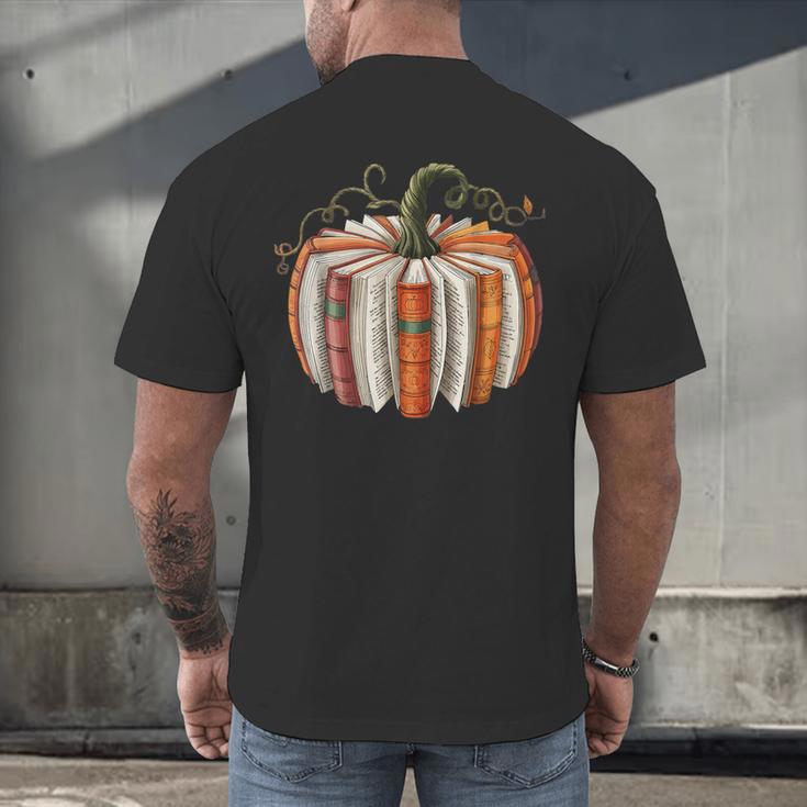 Vintage Book Pumpkin Autumn Fall Librarians Bookworm Teacher Men's Back Print T-Shirt, gift for family, gift for coworker Vintage Book Pumpkin Autumn Fall Librarians Bookworm Teacher Men's Back Print T-Shirt, gift for family, gift for coworker