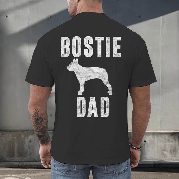 Vintage Boston Terrier Dad Dog Daddy Bostie Father Men's Back Print T-Shirt, gift for family, gift for coworker