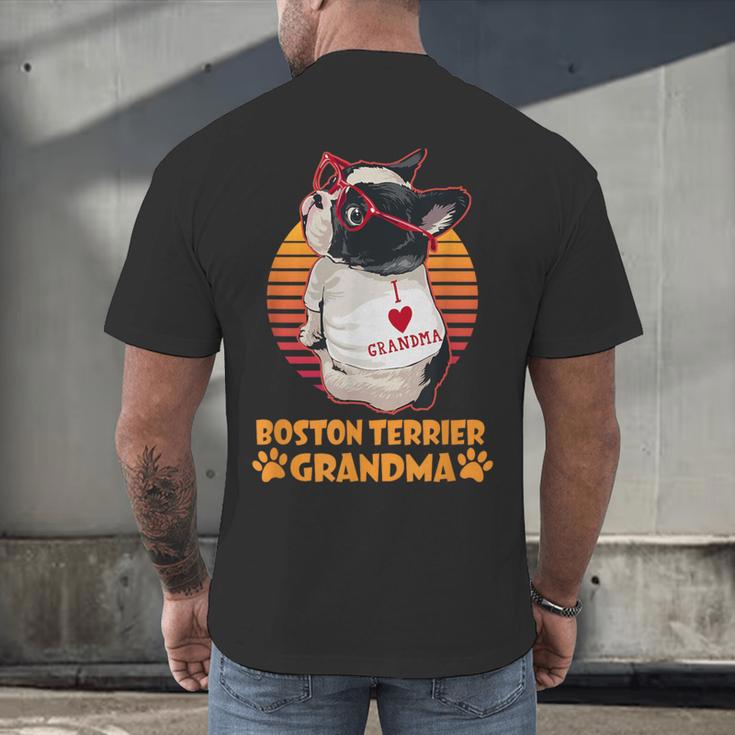 Vintage Boston Terrier Grandma Wear Sunglasses Dog Lover Men Women Girls Kids Men's Back Print T-Shirt, gift for family, gift for coworker