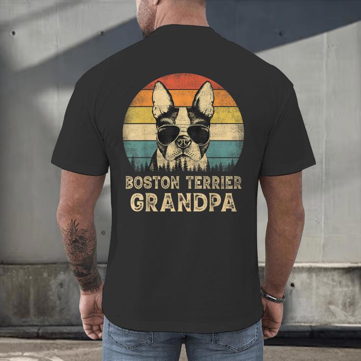 Vintage Boston Terrier Grandpa Dog Lovers Father's Day Men's Back Print T-Shirt, gift for family, gift for coworker