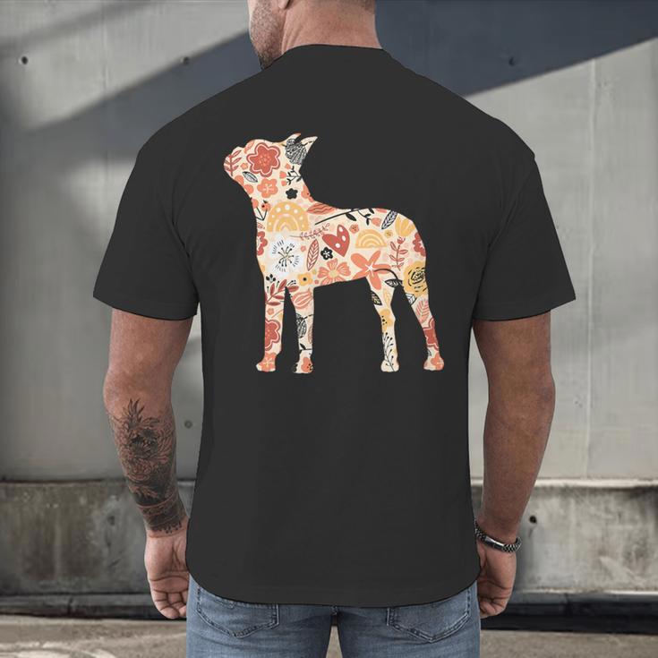 Vintage Floral Boston Terrier For Dog Lover Men's Back Print T-Shirt, gift for family, gift for coworker