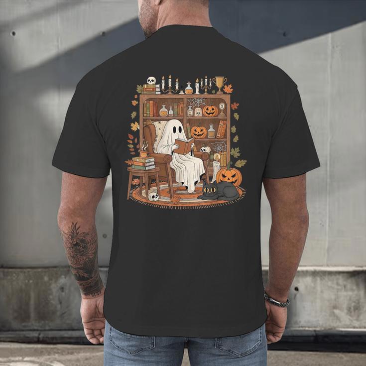 Vintage Ghost Book Reading Pumpkin Gothic Halloween Teachers Men's Back Print T-Shirt, gift for family, gift for coworker Vintage Ghost Book Reading Pumpkin Gothic Halloween Teachers Men's Back Print T-Shirt, gift for family, gift for coworker