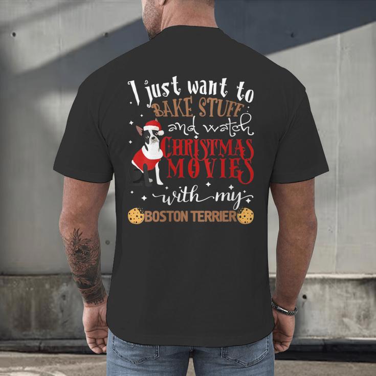 Watch Christmas Movies With My Boston Terrier Bostie Men's Back Print T-Shirt, gift for family, gift for coworker