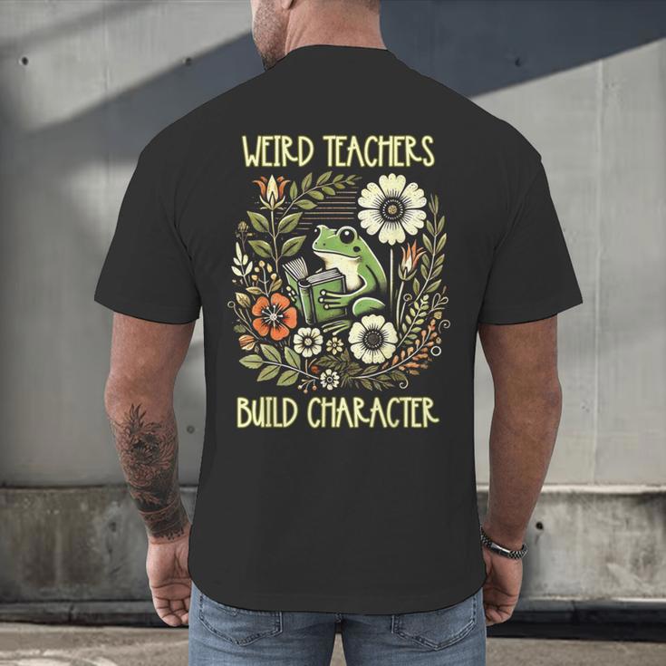 Weird Teachers Build Character Frog Reading Book Librarian Men's Back Print T-Shirt, gift for family, gift for coworker Weird Teachers Build Character Frog Reading Book Librarian Men's Back Print T-Shirt, gift for family, gift for coworker