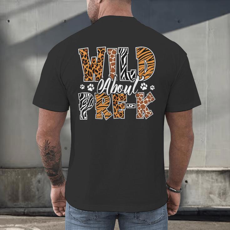 Wild About Pre-K Teacher Student First Day Of Kindergarten Men's Back Print T-Shirt, gift for family, gift for coworker