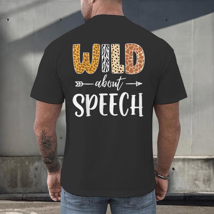Wild About Speech SLP Leopard Teacher Back To School Kids Men's Back Print T-Shirt, gift for family, gift for coworker