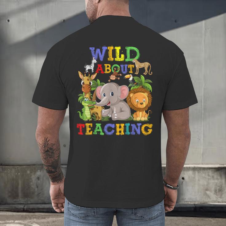 Wild About Teaching Safari Jungle School Teacher Men's Back Print T-Shirt, gift for family, gift for coworker Wild About Teaching Safari Jungle School Teacher Men's Back Print T-Shirt, gift for family, gift for coworker