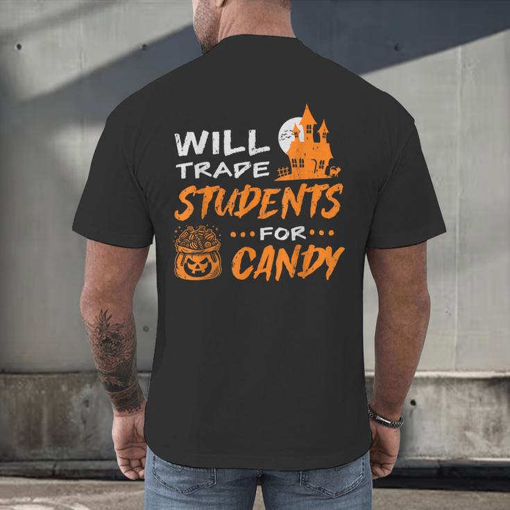 Will Trade Students For Candy Halloween Costume Teacher Men's Back Print T-Shirt, gift for family, gift for coworker Will Trade Students For Candy Halloween Costume Teacher Men's Back Print T-Shirt, gift for family, gift for coworker