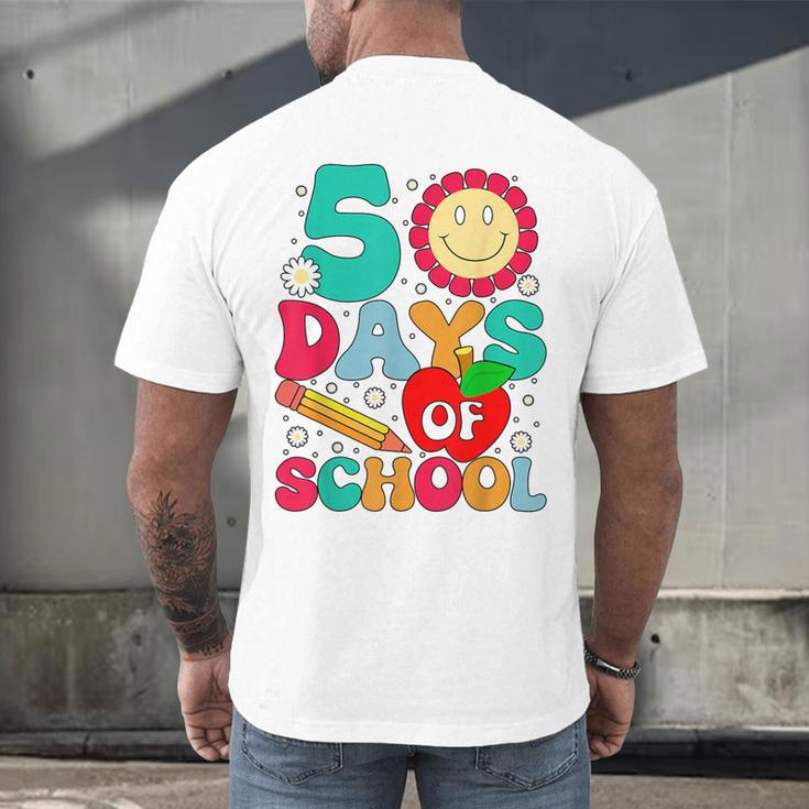 50 Days Of School Teacher Happy 50th Day Of School Kids Men's Back Print T-Shirt, gift for family, gift for coworker