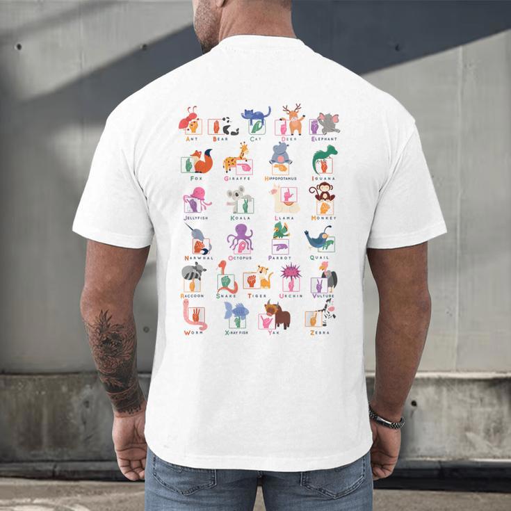 American Sign Language For Teachers ASL Alphabet Men's Back Print T-Shirt, gift for family, gift for coworker American Sign Language For Teachers ASL Alphabet Men's Back Print T-Shirt, gift for family, gift for coworker