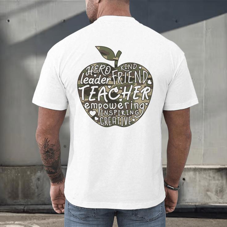 Apple Camoflauge Clothing Camo Student Teacher Cute School Men's Back Print T-Shirt, gift for family, gift for coworker
