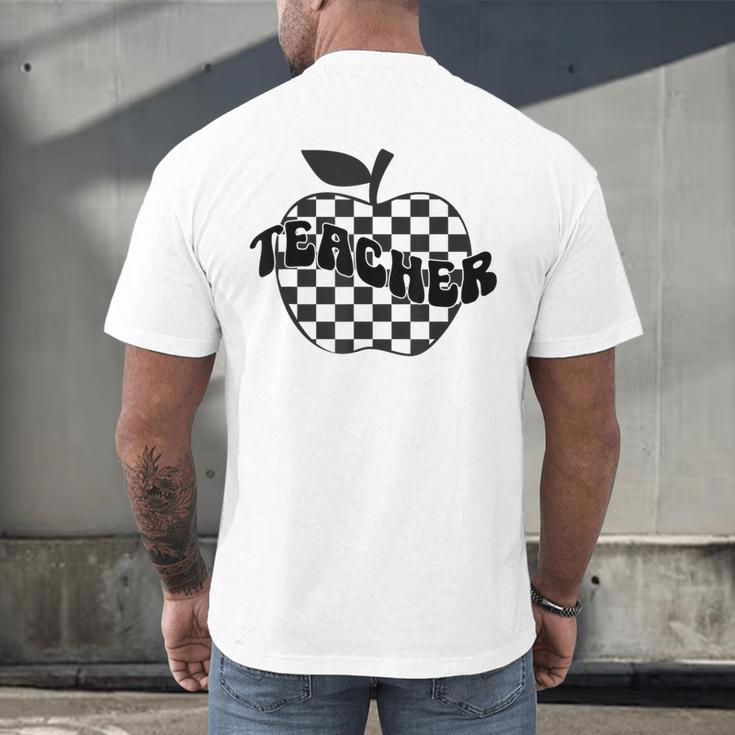 Back To School Checkered Apple Teacher Checkerboard Teacher For Men Women Girls Kids Men's Back Print T-Shirt, gift for family, gift for coworker