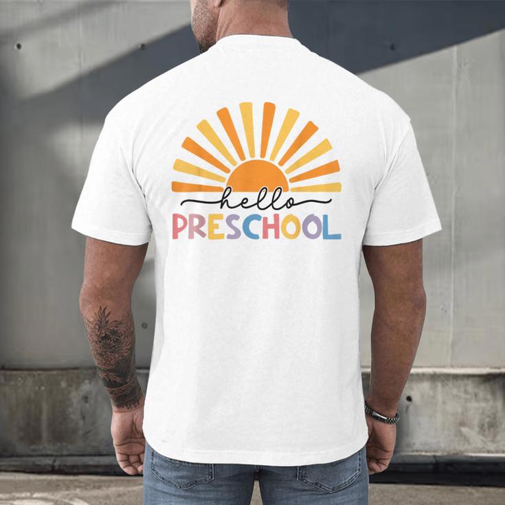 Back To School Hello Preschool For Kids Teacher Women Men's Back Print T-Shirt, gift for family, gift for coworker