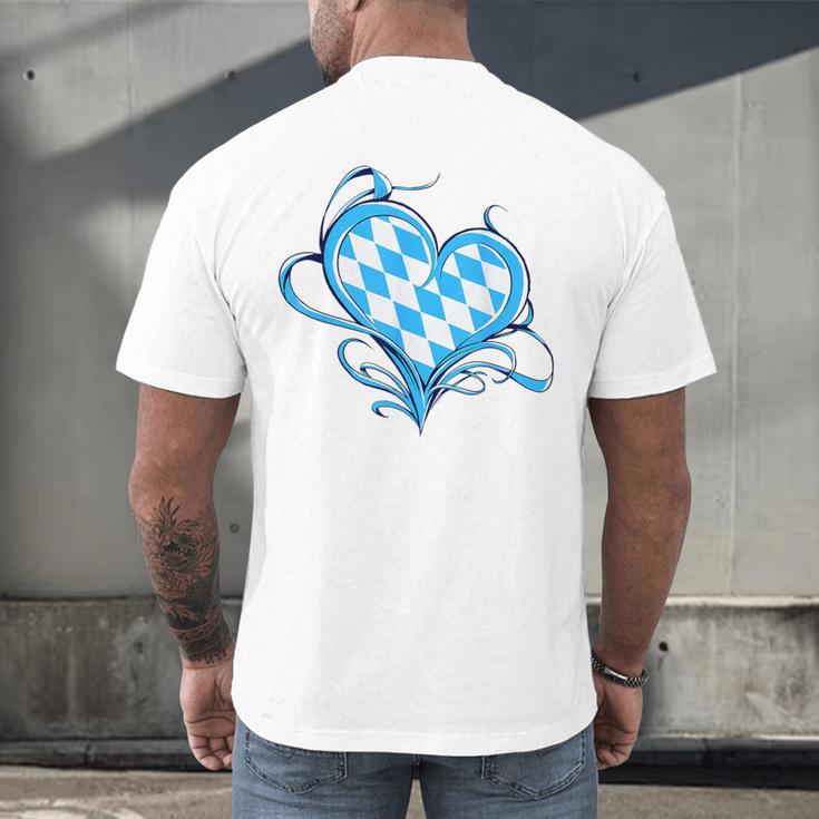 Bavarian Flag As Heart Blue Diamond Bavaria Men's Back Print T-Shirt, gift for family, gift for coworker