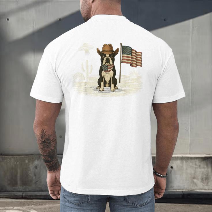 Boston Terrier 4th Of July US American Flag Dog Patriotic Men's Back Print T-Shirt, gift for family, gift for coworker