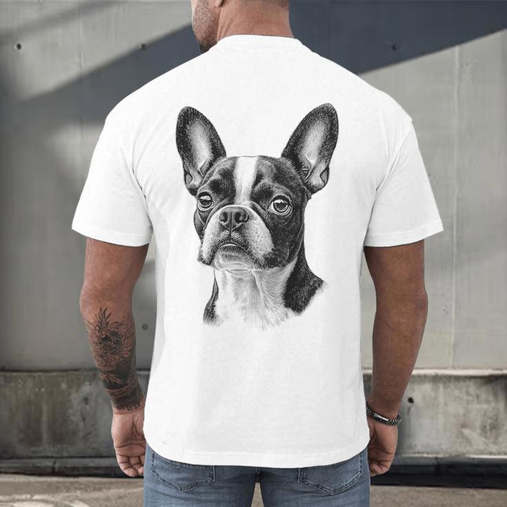 Boston Terrier Dog Motif Pet Illustration Boston Terrier For Men Women Kids Men's Back Print T-Shirt, gift for family, gift for coworker