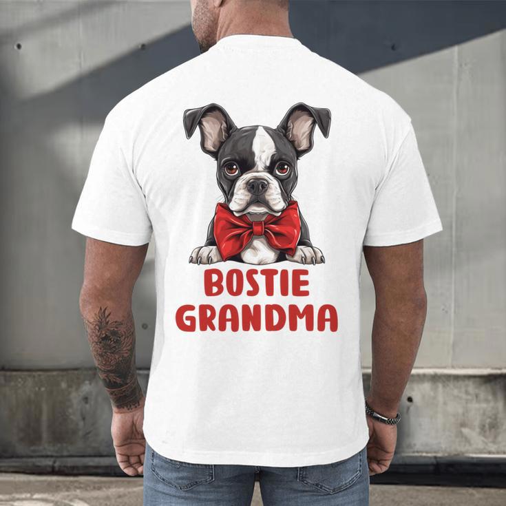 Boston Terrier Grandma Dog Lovers Puppy Bostie Owner Men's Back Print T-Shirt, gift for family, gift for coworker