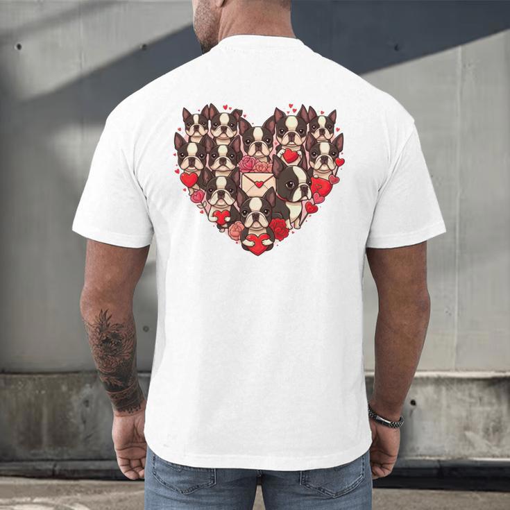 Boston Terrier Heart Valentine Boston Terrier Men's Back Print T-Shirt, gift for family, gift for coworker