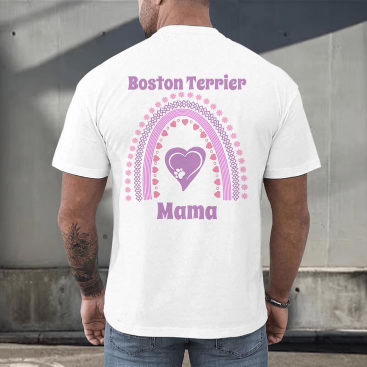 Boston Terrier Mama Cute Rainbow Paw Heart Shape Men's Back Print T-Shirt, gift for family, gift for coworker