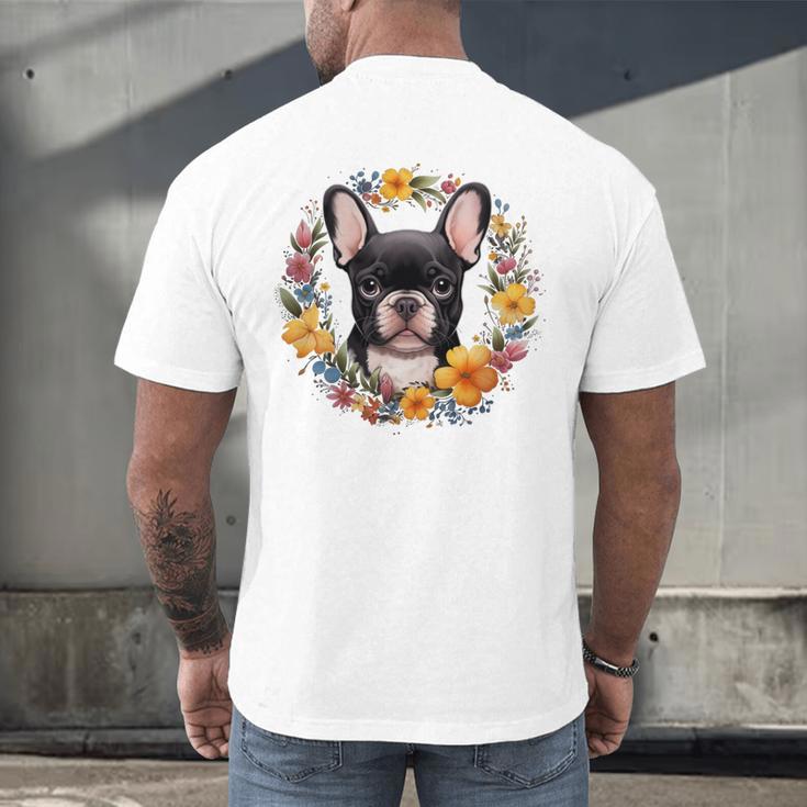 Boston Terrier Mom Floral Bostie Dog Lover Flowers Cute Men's Back Print T-Shirt, gift for family, gift for coworker