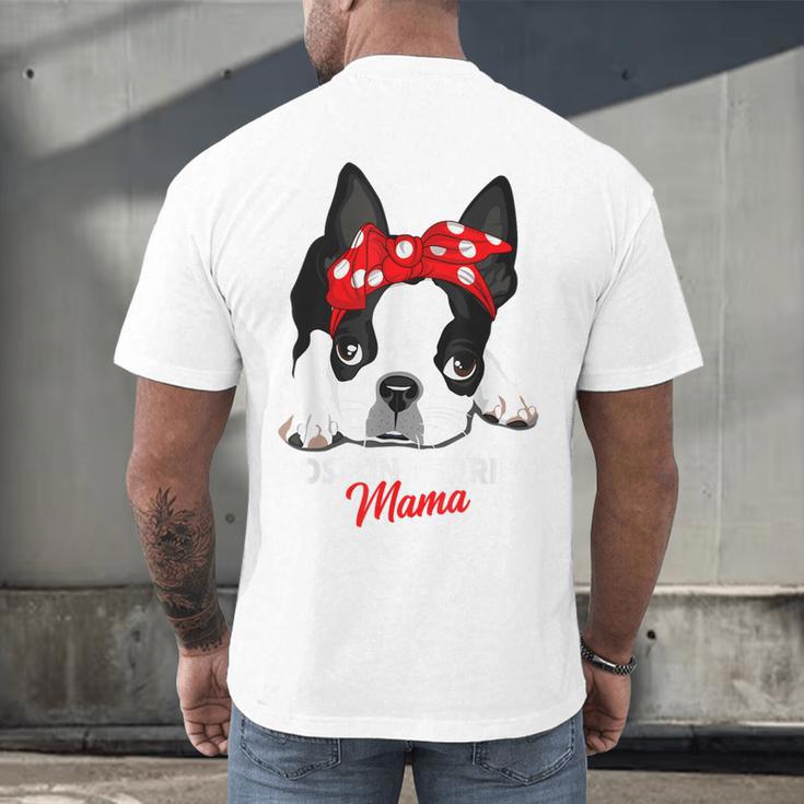 Boston Terrier Mum Dog Woman Idea Men's Back Print T-Shirt, gift for family, gift for coworker