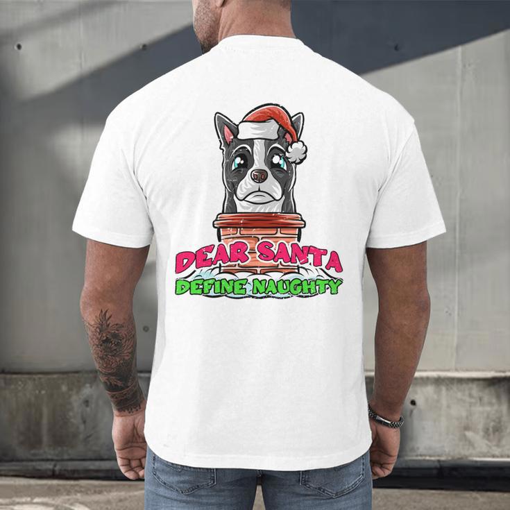 Boston Terrier Santa Claus Christmas Dog Men's Back Print T-Shirt, gift for family, gift for coworker