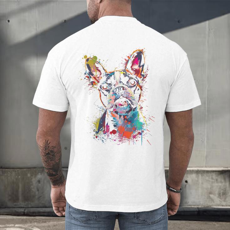 Boston Terrier Splash Men's Back Print T-Shirt, gift for family, gift for coworker