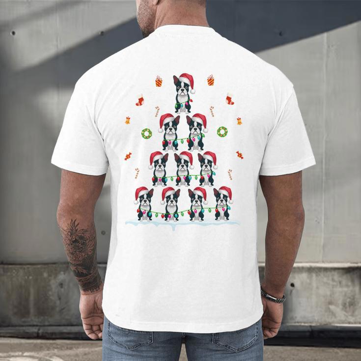 Boston Terrier Xmas Tree Lights For Men Women Boston Terrier Men's Back Print T-Shirt, gift for family, gift for coworker