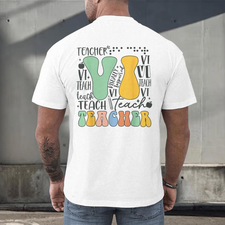 Braille Teacher Of The Visually Impaired Groovy VI Teacher Men's Back Print T-Shirt, gift for family, gift for coworker Braille Teacher Of The Visually Impaired Groovy VI Teacher Men's Back Print T-Shirt, gift for family, gift for coworker