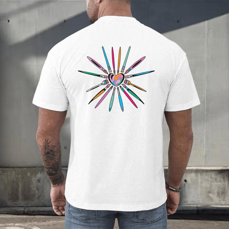 Cool Brush Heart Shape Art Teacher Paint For Artist Painter Men's Back Print T-Shirt, gift for family, gift for coworker Cool Brush Heart Shape Art Teacher Paint For Artist Painter Men's Back Print T-Shirt, gift for family, gift for coworker