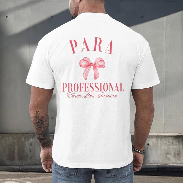 Coquette Bow Paraprofessional School Para Squad Teacher Aide Men's Back Print T-Shirt, gift for family, gift for coworker