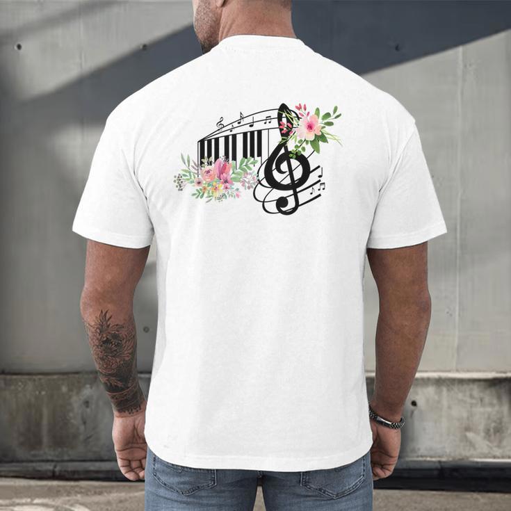 Cut Music Teacher Shirt With a Piano Keys Notes And Flowers Men's Back Print T-Shirt, gift for family, gift for coworker Cut Music Teacher Shirt With a Piano Keys Notes And Flowers Men's Back Print T-Shirt, gift for family, gift for coworker