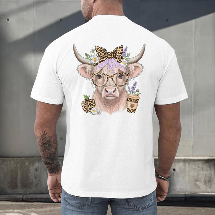 Cute Floral Highland Cow Back To School For Women Teacher Men's Back Print T-Shirt, gift for family, gift for coworker