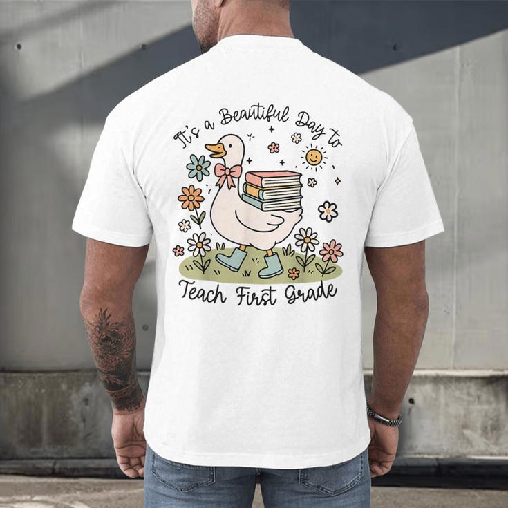 Cute Goose It's A Beautiful Day To Teach 1st Grade Teacher Men's Back Print T-Shirt, gift for family, gift for coworker Cute Goose It's A Beautiful Day To Teach 1st Grade Teacher Men's Back Print T-Shirt, gift for family, gift for coworker