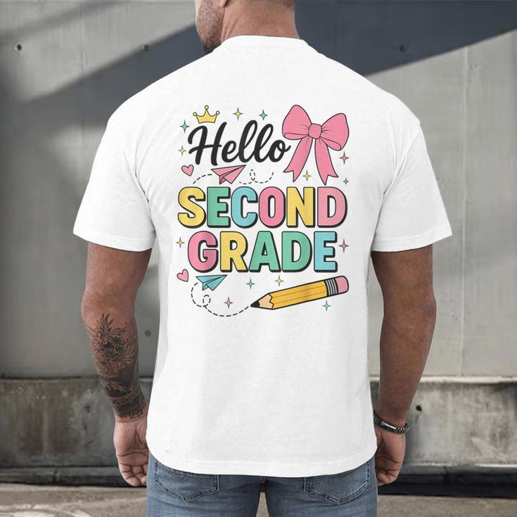 Cute Hello Second Grade Back To School Coquette Teacher Girl Men's Back Print T-Shirt, gift for family, gift for coworker Cute Hello Second Grade Back To School Coquette Teacher Girl Men's Back Print T-Shirt, gift for family, gift for coworker