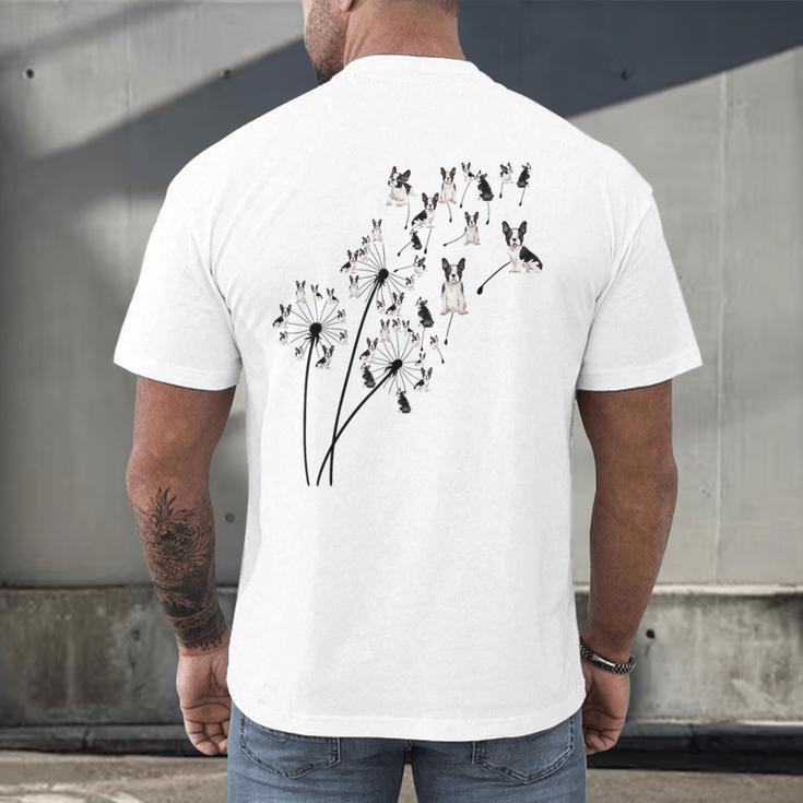 Dandelion Boston Terrier Flower Floral Bostie Tree Men's Back Print T-Shirt, gift for family, gift for coworker