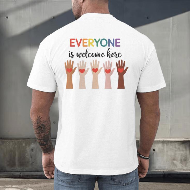 Everyone Is Welcome Here Idaho Teacher Men's Back Print T-Shirt, gift for family, gift for coworker Everyone Is Welcome Here Idaho Teacher Men's Back Print T-Shirt, gift for family, gift for coworker