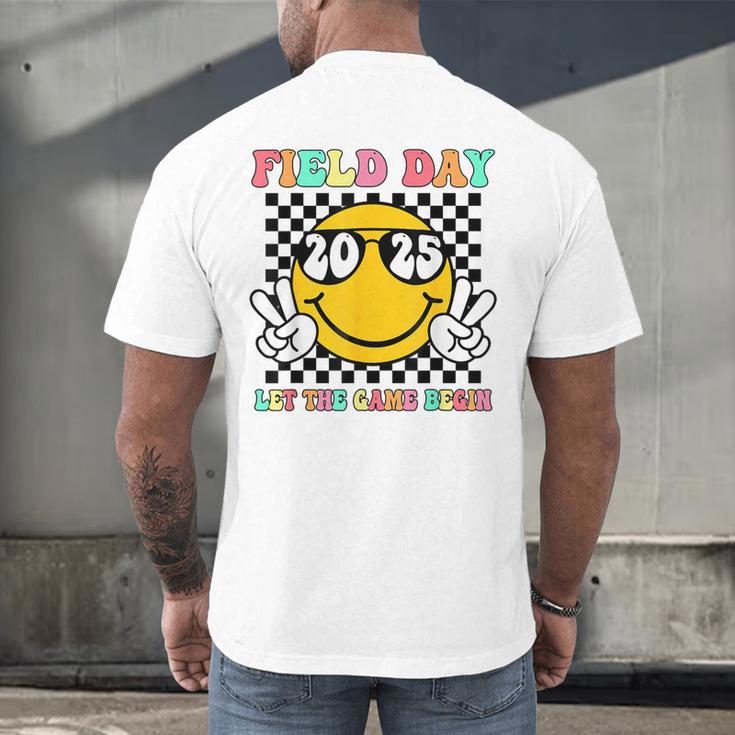 Field Day 2025 Let The Games Begin Yellow Team Teachers Kids Men's Back Print T-Shirt, gift for family, gift for coworker Field Day 2025 Let The Games Begin Yellow Team Teachers Kids Men's Back Print T-Shirt, gift for family, gift for coworker
